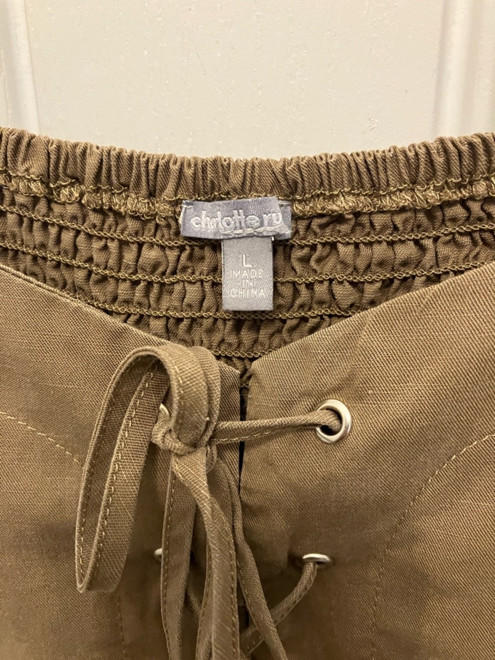 Women's Lace-Up Peplum Top in Olive Brown Renaissance Festival Wear Size Large - Picture 2 of 8